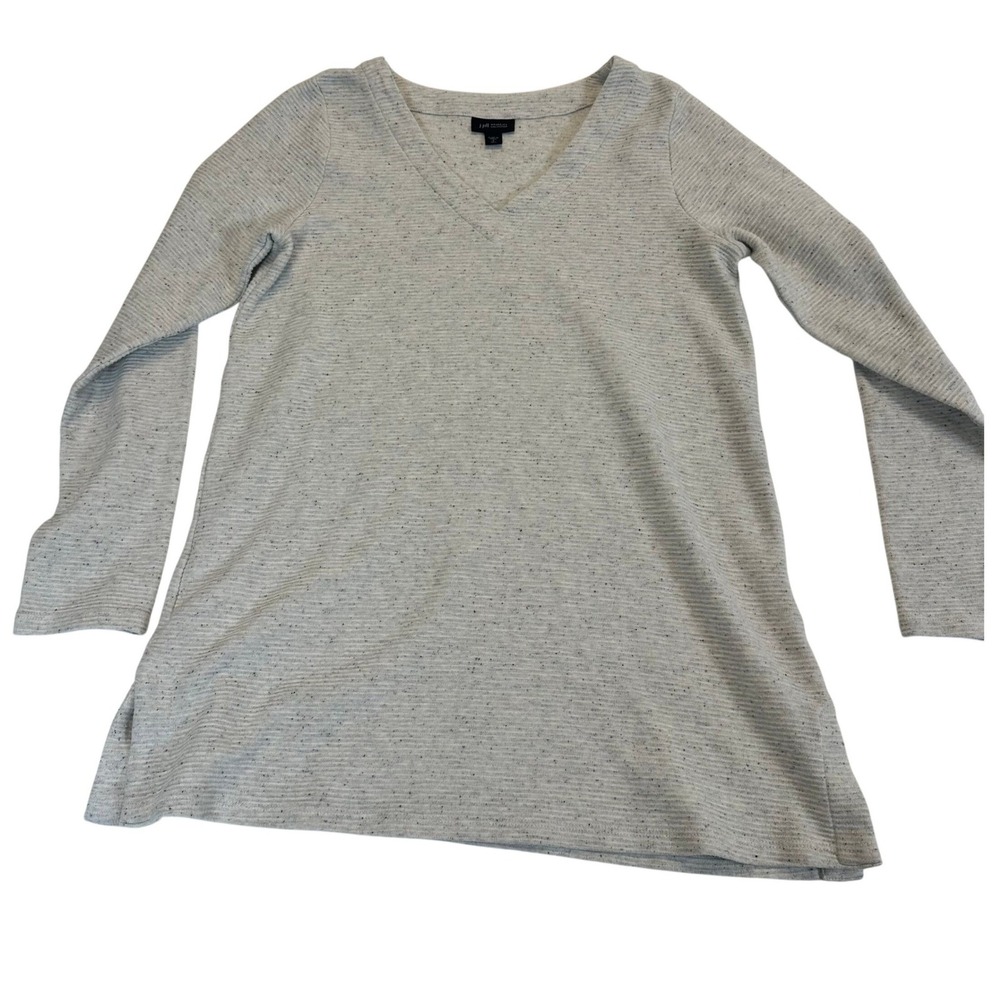 J. Jill Wearever Gray Speckled Ribbed V-Neck‎ Tunic Top Women's Small Tall